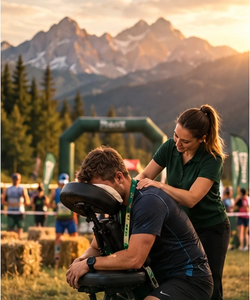 Masáž bežca v cieli športového podujatia – Masáže Tatry
